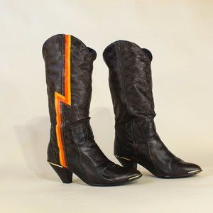 OOAK Custom Retro Lightning Bolt Cowboy Boots